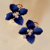 Women Camellia Of Design Bohemian Earrings(Blue with White crystal)