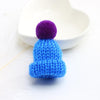 12PCS Cute Mini Knitted Hairball Hat Brooch Sweater Pins Badge(Blue)
