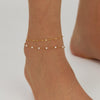 OPK GZ205 Personalized Stainless Steel Temperament Double Layer Stacked Pearl Anklets(Gold)