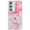 For Samsung Galaxy S25 5G Electroplated Marble Texture Ring Holder Phone Case(Pink S2)