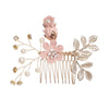 Fashion Flower Hair Combs Headdress Prom Bridal Wedding Hair Accessories Gold Leaves Hair Jewelry Hair Pins(Blue 1 flower)