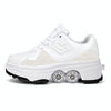 DF09 Children Runaway Sports Shoes Four-wheel Retractable Roller Skates, Size:43(White)