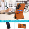 For Samsung Galaxy S25 5G Tri-fold Holder Leather Phone Case with Card Slot(Brown)