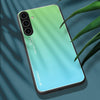 For Samsung Galaxy S25 5G Gradient Color Glass Phone Case(Green Cyan)