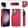For Samsung Galaxy S23 Ultra 5G Double Flap Zipper RFID Leather Phone Case with Short Lanyard(Red)