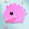 HAIZID Cute Cartoon Waterproof Silicone Children Swimming Cap(Shark Tooth Pink)