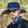 9090 Men Outdoor Fishing Climbing Mountain Large Brim Fisherman Hat(Navy)