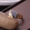 Male Fashion Classic Rhinestone Enamel Rings, Ring Size:9(Gold)