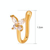 Butterfly Nose Clip Copper Inlaid Zircon U-shaped Nose Decoration(A-1205 Silver)