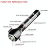 Multi-functional Car Safety Hammer Solar Alarm Emergency Working Flashlight (Black)