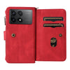 For Redmi K70 Skin Feel Multi Card Slots Zipper Wallet Leather Phone Case(Red)