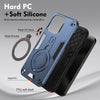 For Samsung Galaxy S24 FE 5G Metal Ring 360 Degree Rotating Holder PC Hybrid TPU Phone Case(Navy Blue)