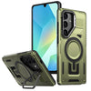 For Samsung Galaxy A16 5G Shield Hollow Frame Holder MagSafe Phone Case(Olive Green)