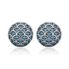 S925 Sterling Silver Wave Pattern Earrings Inlaid Blue Crystal Earrings