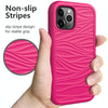 For iPhone 15 Pro Wave Pattern 3 in 1 Silicone + PC Phone Case(Hot Pink)