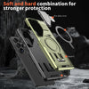 For Samsung Galaxy S25 Ultra 5G Shield Frame Holder MagSafe Phone Case(Olive Green)