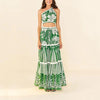 Retro Split Sexy One-Shoulder Swimsuit Chiffon Beach Skirt Swimsuit, Size: XL(Green Suit)
