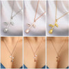 Valentines Day Gift Rose Flower Pendant Jewelry Chain Necklace, Chain Length: 45cm(Rose Gold)