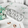 6637 LED Digital Display Temperature Electronic Clock Desktop Mirror Alarm Clock(White Green Light)