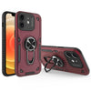 For iPhone 12 Metal Rotating Bracket TPU + PC Magnetic Phone Case(Dark Red)