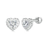 S925 Sterling Silver Threaded Shining Moissanite Heart Earrings(MSE052)