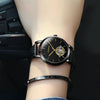 JIN SHI DUN 8812 Women Simple Hollowed Waterproof Automatic Mechanical Watch(Black Leather Strip)