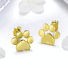 Women Fashion Pet Cat Footprints Silver Earrings, Color:Gold