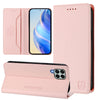 For Samsung Galaxy M33 5G Global RC01 Dual-Folded Magnetic Suction RFID Leather Phone Case(Pink)