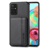 For Samsung Galaxy A71 5G Carbon Fiber Magnetic Card Bag TPU+PU Shockproof Back Cover Case with Holder & Card Slot & Photo Frame(Black)