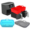 For Ninja DZ201 Air Fryer Silicone Mat Foldable Reusable Basket Tray(Blue)