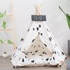 Foldable Pet Tent with Cushion, Large 60x60x70cm - Breathable Pine & Canvas