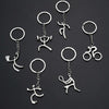 3 PCS Creative Metal Sport Shape Keychain Bag Pendant Small Gift, Style:Weight Lifting(Bright Nickel)