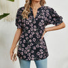 Women V-neck Loose Short-sleeved Printed T-shirt Top, Size: M(Cherry Blossom)