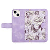 For iPhone 15 Floral Pattern Leather Phone Case with Lanyard(Light Purple)