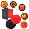 Air Fryer Reusable Silicone Liner Mat Non-Stick Steamer Pad Kitchen Accessories Square Black 20.2cm