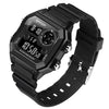 SANDA418 Square Wristwatch Swimming Waterproof Alarm Night light Male Student Watch Simple Fashion Sports Watch(Black)