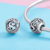 S925 Sterling Silver 26 English Letter Beads DIY Bracelet Necklace Accessories, Style:S