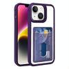 For iPhone 14 Plus Electroplated Card Bag Acrylic Hybrid TPU Phone Case(Purple)