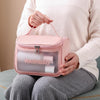 PVC Translucent Cosmetic Bag Frosted Toiletry Bag PU Flip Top Bath Bag(Black)