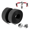 1 Pair Cycling Road Bike Sports Bicycle Cork Handlebar Tape Wrap + 2 Bar Plug(Black)