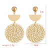 E2002-13 Semi-circular+Large Circle Bamboo Vine Handmade Woven Earrings Bosomia Style Earrings