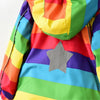 Autumn and Winter Children Fleece Rainbow Striped Diagonal Zipper Hooded Windbreaker, Height:90cm(Multicolor)
