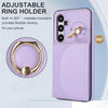 For Samsung Galaxy S25+ 5G Ring Holder Card Bag Skin Feel Phone Case(Purple)