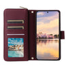 For Samsung Galaxy A55 Nine-card Slots Zipper Wallet Bag Leather Phone Case(Wine Red)