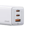 USAMS US-CC180 65W ACC Three Ports GaN Charger, EU Plug(White)