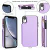 For iPhone XR Double Flap Zipper RFID Leather Phone Case with Short Lanyard(Light Purple)