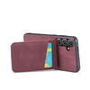 For Samsung Galaxy S25+ 5G Fierre Shann FS-023 Crazy Horse Card Holder Back Cover PU Phone Case(Wine Red)