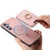 For Samsung Galaxy M54 / F54 5G Retro Cross Leather Ring Vertical Insert Card Bag MagSafe Phone Case(Pink)