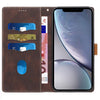 For iPhone XR Grid Stitching Leather Phone Case with Lanyard(Brown)