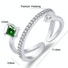 J356 Ladies Emerald Zircon Double Micro Setting Open Ring(Rose Gold)